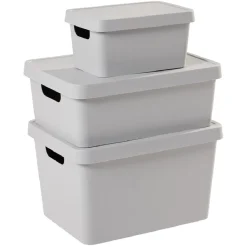 Boîte de rangement avec couvercle grise 17 L