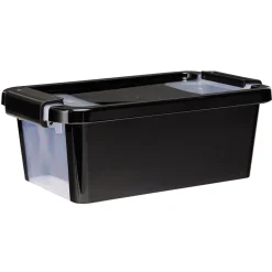 Boîte de rangement avec couvercle noir transparent 4L