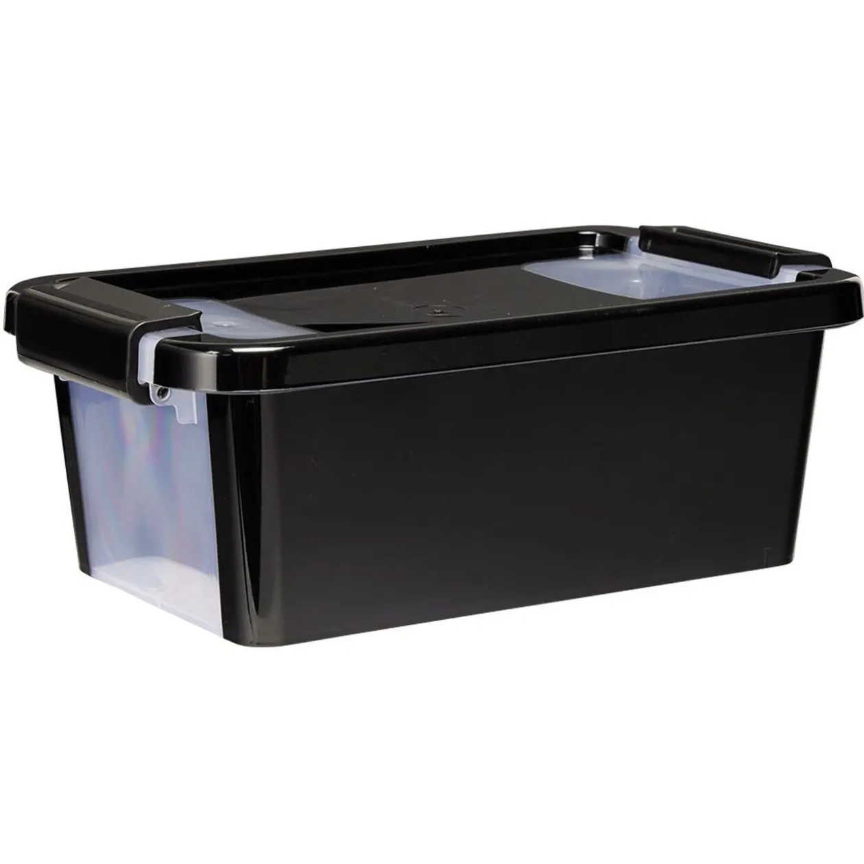 Boîte de rangement avec couvercle noir transparent 4L