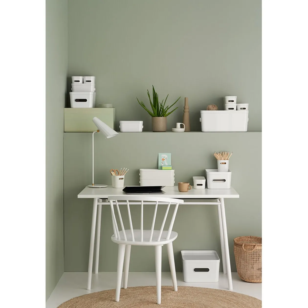 Boîte de rangement avec poignée blanc