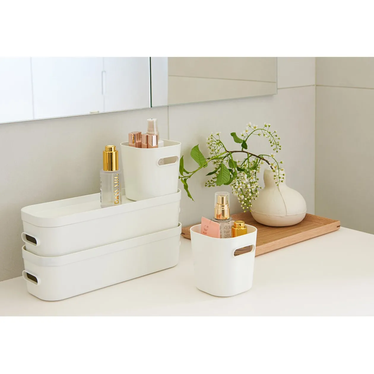 Boîte de rangement avec poignée blanc