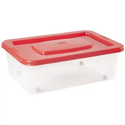Boîte de rangement avec roulettes et couvercle 25 L