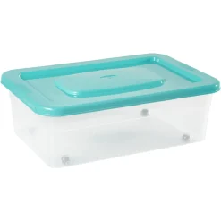 Boîte de rangement avec roulettes et couvercle 25 L