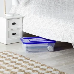 Boîte de rangement avec roulettes et couvercle 25 L