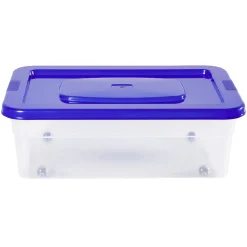 Boîte de rangement avec roulettes et couvercle 25 L