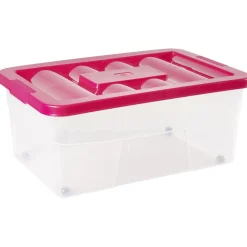 Boîte de rangement avec roulettes et couvercle 46 L