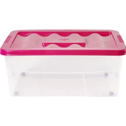 Boîte de rangement avec roulettes et couvercle 46 L