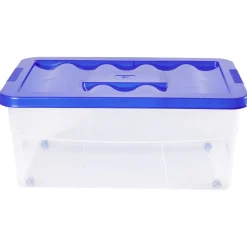 Boîte de rangement avec roulettes et couvercle 46 L