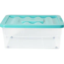 Boîte de rangement avec roulettes et couvercle 46 L