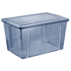 Boîte de rangement bleu avec couvercle 54L