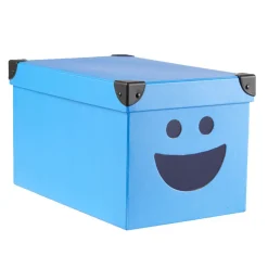 Boîte de rangement bleue design Smiley