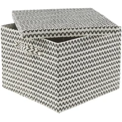 Boîte de rangement carrée décor zig zag noir blanc