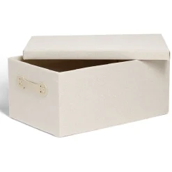 Boîte de rangement coton gris ou beige 40,5xH18x26,5cm