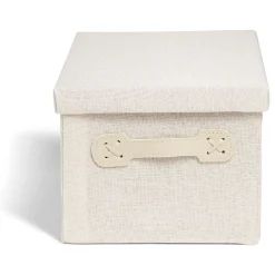 Boîte de rangement coton gris ou beige 36xH17x22cm