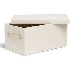 Boîte de rangement coton gris ou beige 36xH17x22cm