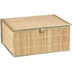 Boîte de rangement déco lattes en bambou L32 x L25 cm