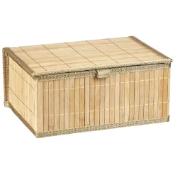 Boîte de rangement déco lattes en bambou L29 x L23 cm