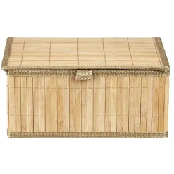 Boîte de rangement déco lattes en bambou L29 x L23 cm