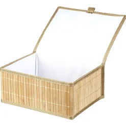 Boîte de rangement déco lattes en bambou L29 x L23 cm