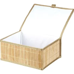 Boîte de rangement déco lattes en bambou L24 x L18 cm