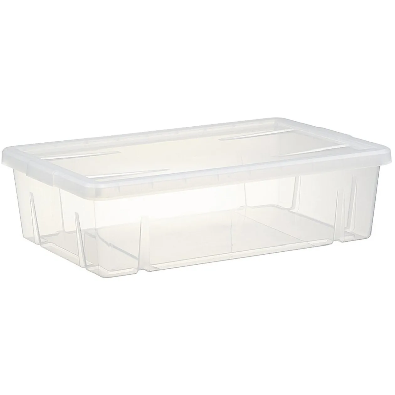 Boîte de rangement dessous de lit blanc transparent avec couvercle 28L