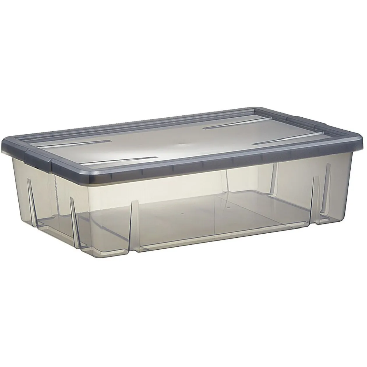 Boîte de rangement dessous de lit noir transparent 28L