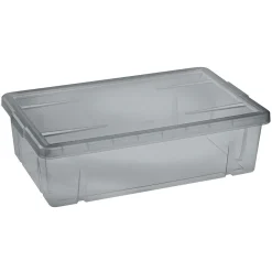 Boîte de rangement dessous de lit noir transparent 28L