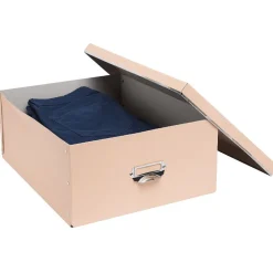 Boîte de rangement en carton rose saumon grand modèle