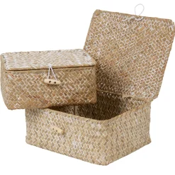 Boîte de rangement en jonc de mer x2
