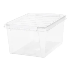 Boîte de rangement en plastique transparent 32L