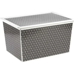 Boîte de rangement en plastique motif graphique noir blanc 50L