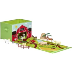 Boîte de rangement ferme agricole avec tapis de jeu dépliable 2en1