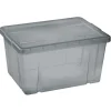 Boîte de rangement gris fumé avec couvercle 30L
