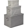 Boîte de rangement grise avec couvercle x3
