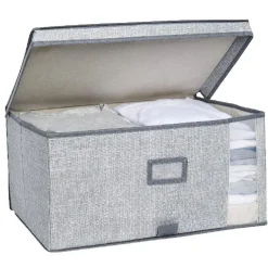Boîte de rangement grise repliable avec fenêtre