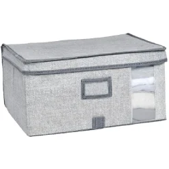 Boîte de rangement grise repliable avec fenêtre