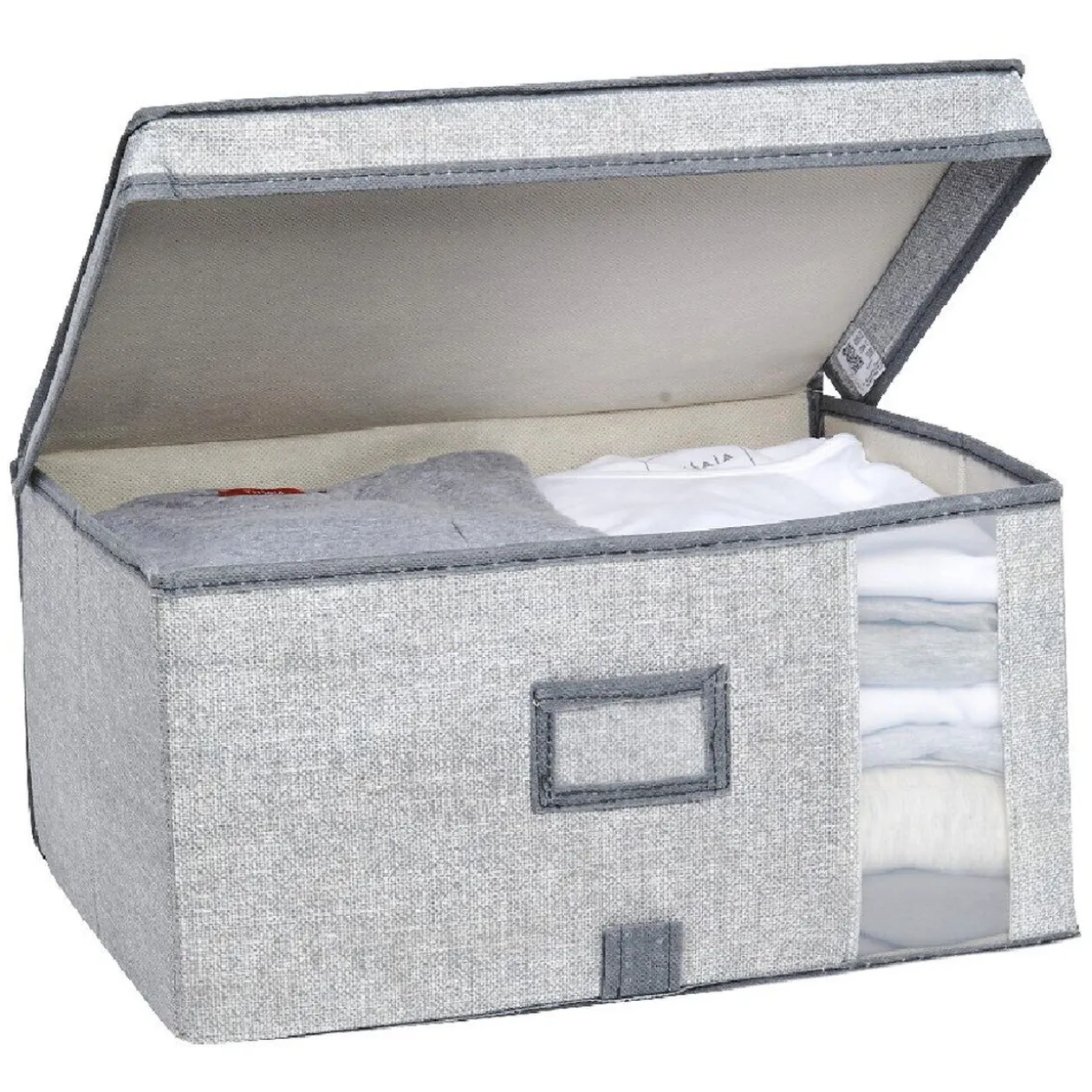 Boîte de rangement grise repliable avec fenêtre
