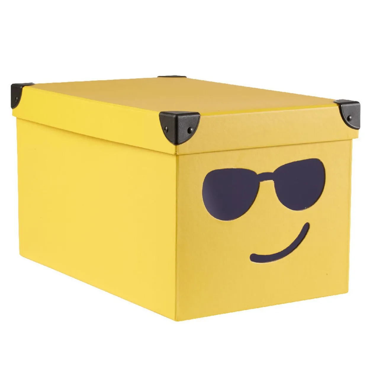 Boîte de rangement jaune design Smiley
