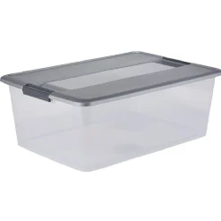 Boîte de rangement Kliker avec couvercle clips gris 35 L x2