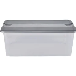 Boîte de rangement Kliker avec couvercle clips gris 35 L x2