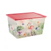 Boîte de rangement motif flamant rose et feuilles 50 L