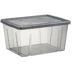 Boîte de rangement noir transparent avec couvercle 30L