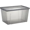 Boîte de rangement noir transparent avec couvercle 54L