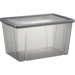 Boîte de rangement noir transparent avec couvercle 54L