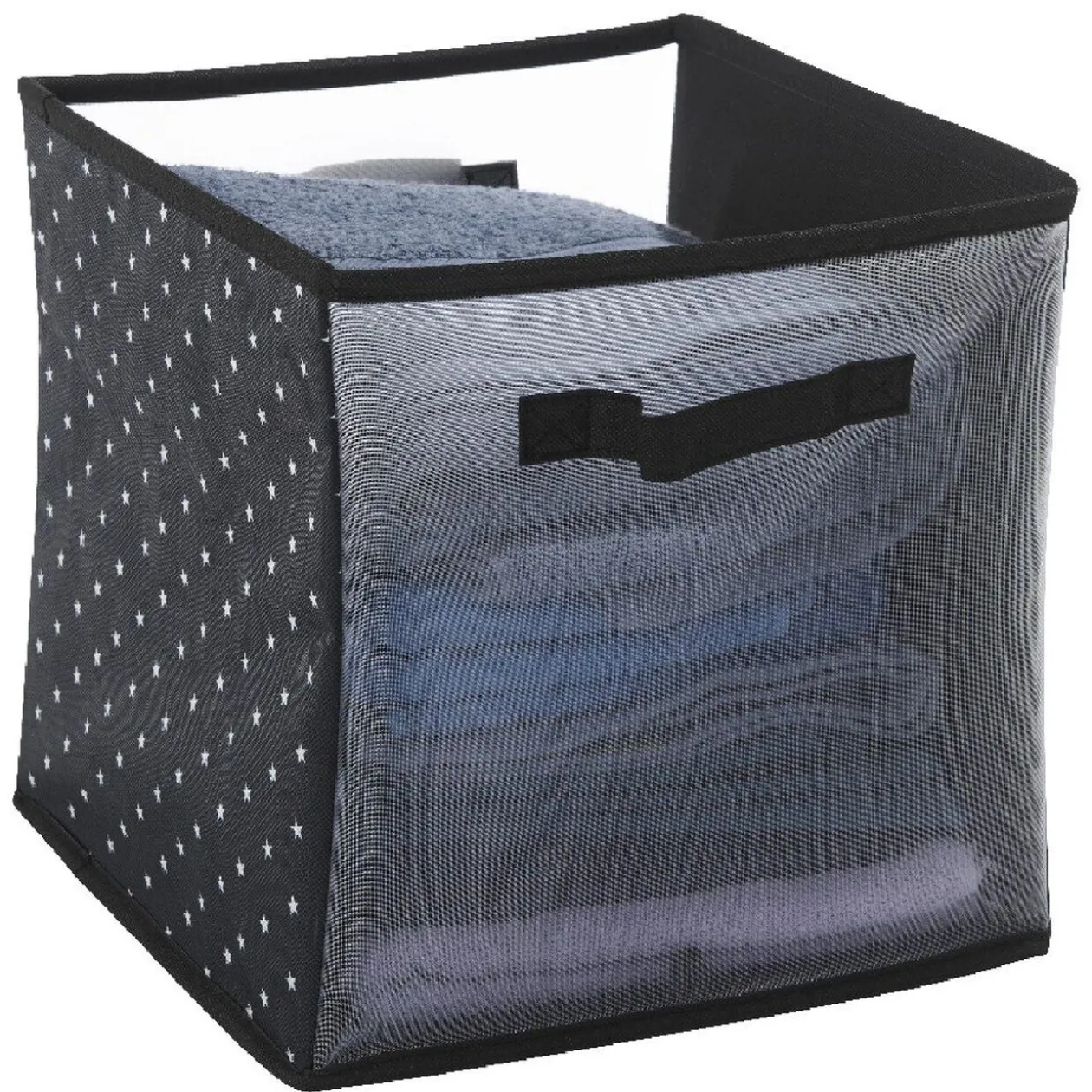 Boîte de rangement noire et blanche motif étoiles