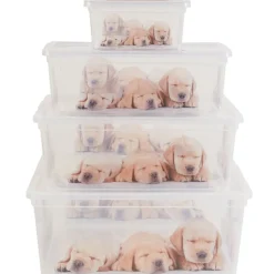 Boîte de rangement plastique 10 L design chat ou chiots