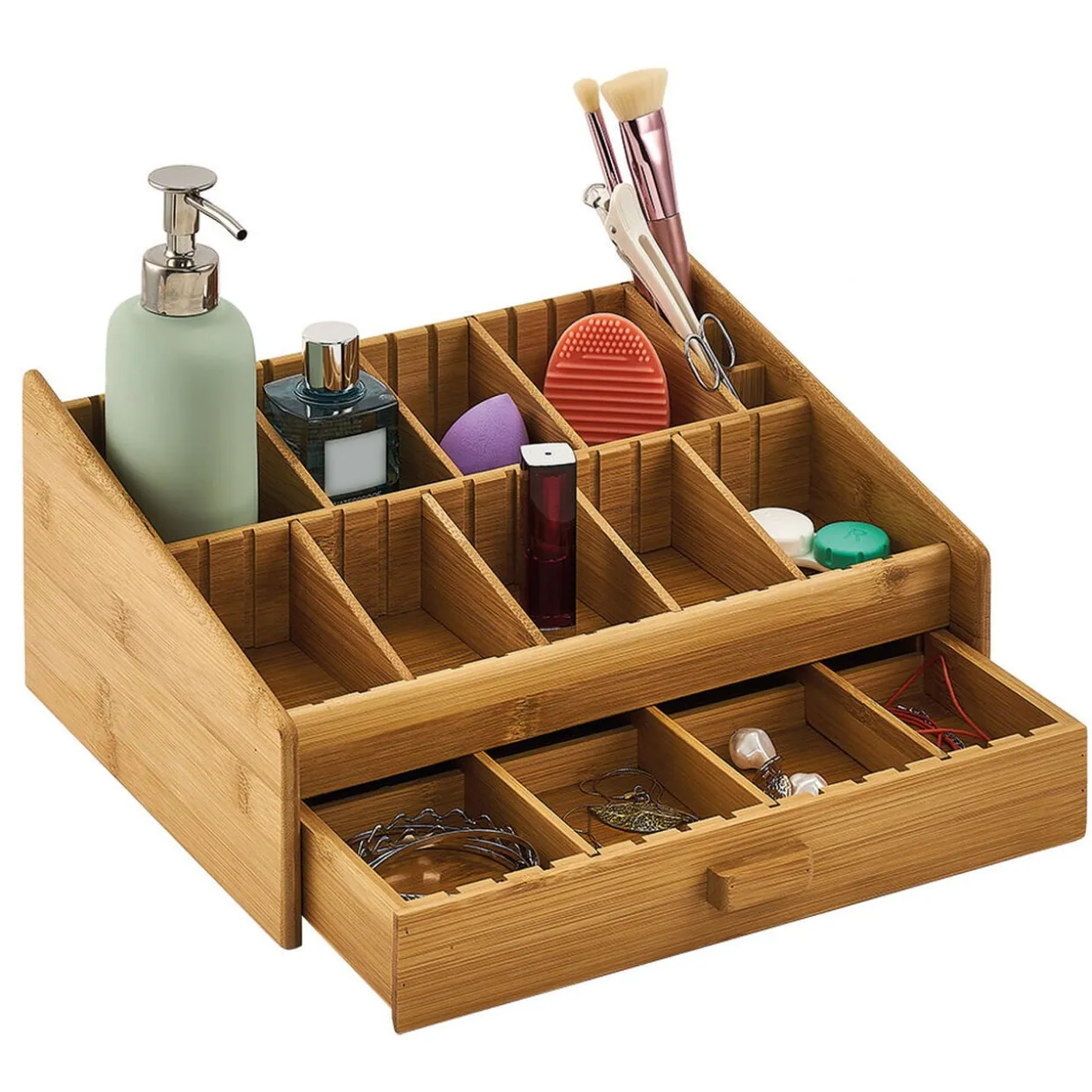 Boîte de rangement pour salle de bain en bambou