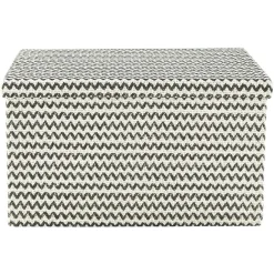Boîte de rangement rectangulaire décor zig zag noir blanc