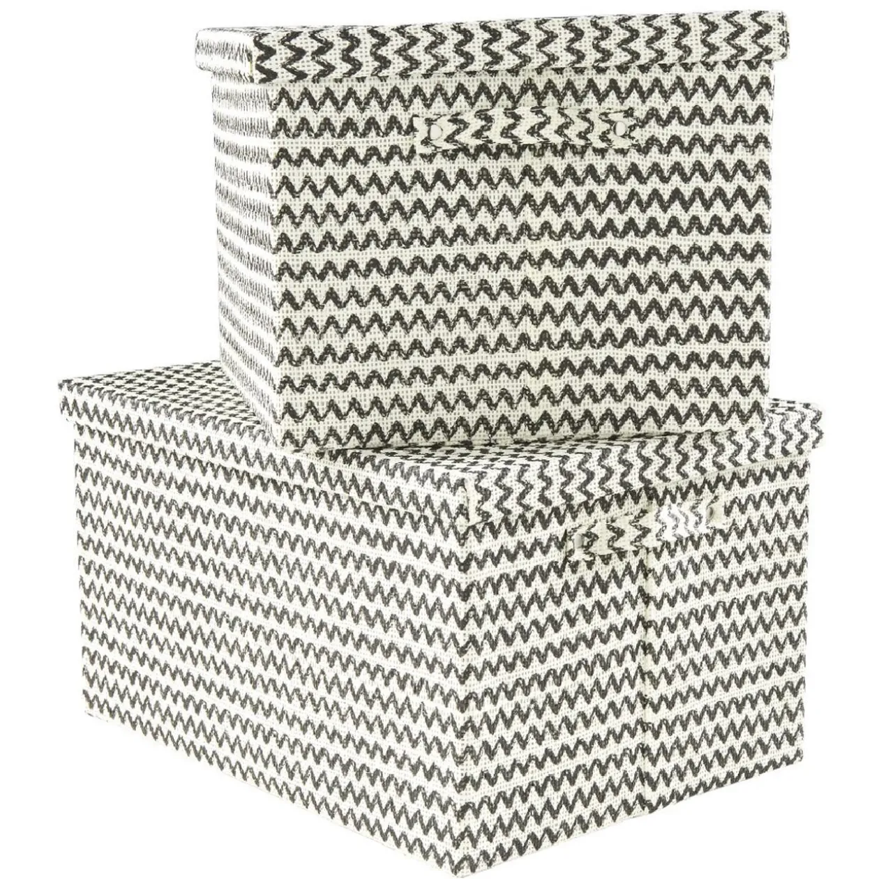 Boîte de rangement rectangulaire décor zig zag noir blanc