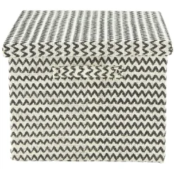 Boîte de rangement rectangulaire décor zig zag noir blanc